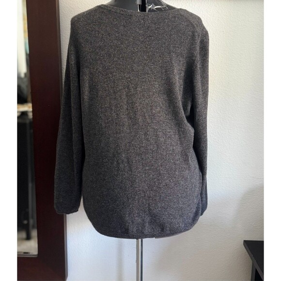 Charter Club Sweater Women 1X Luxury Cashmere V neck Minimalist Grey - Picture 3 of 9